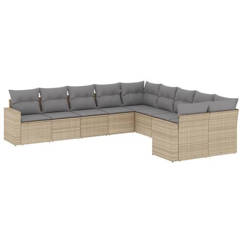 Sofasæt til haven 10 dele med hynder polyrattan beige