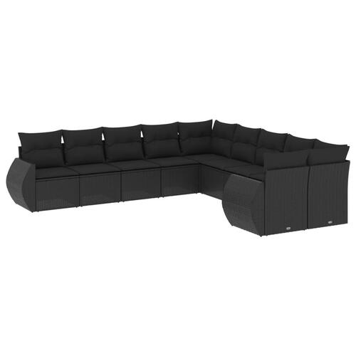 Sofasæt til haven 10 dele med hynder polyrattan sort