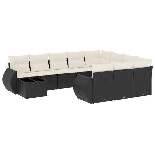 Sofasæt til haven 11 dele med hynder polyrattan sort