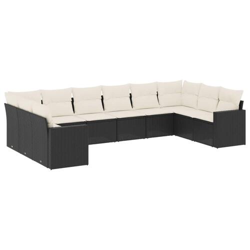 Sofasæt til haven 10 dele med hynder polyrattan sort