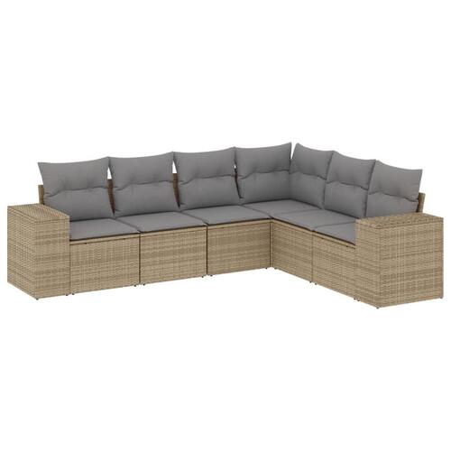 Sofasæt til haven 6 dele med hynder polyrattan beige