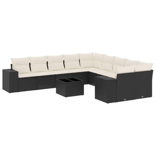 Sofasæt til haven 11 dele med hynder polyrattan sort