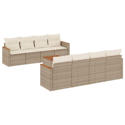 Sofasæt til haven 9 dele med hynder polyrattan beige