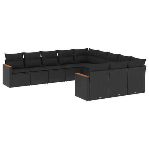 Sofasæt til haven 11 dele med hynder polyrattan sort