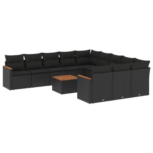 Sofasæt til haven 12 dele med hynder polyrattan sort