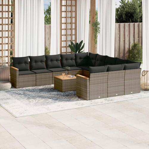 Sofasæt til haven 12 dele med hynder polyrattan grå
