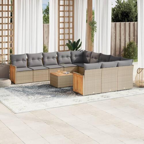 Sofasæt til haven 13 dele med hynder polyrattan beige