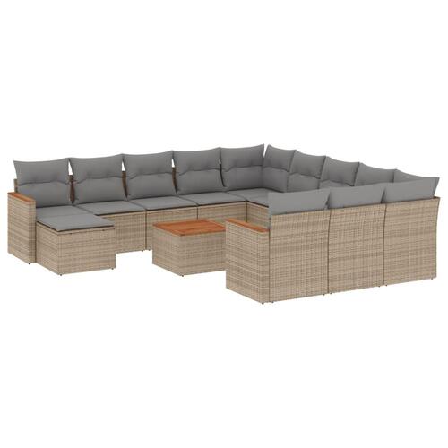 Sofasæt til haven 13 dele med hynder polyrattan beige