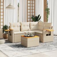 Sofasæt til haven 5 dele med hynder polyrattan beige