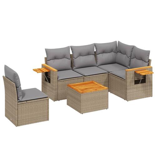 Sofasæt til haven 6 dele med hynder polyrattan beige