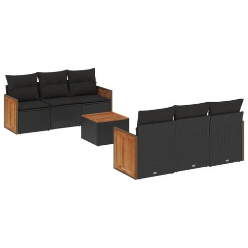 Sofasæt til haven 7 dele med hynder polyrattan sort