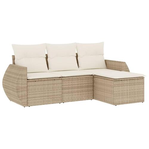 Sofasæt til haven 4 dele med hynder polyrattan beige