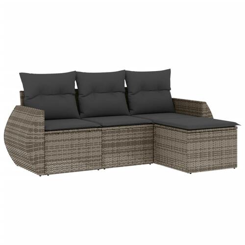 Sofasæt til haven 4 dele med hynder polyrattan grå