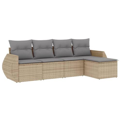 Sofasæt til haven 5 dele med hynder polyrattan beige