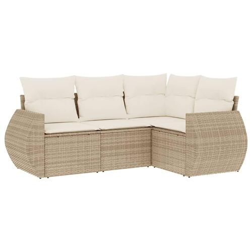 Sofasæt til haven 4 dele med hynder polyrattan beige