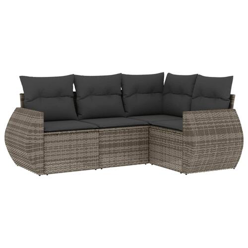 Sofasæt til haven 4 dele med hynder polyrattan grå