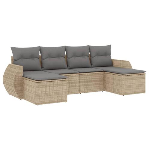 Sofasæt til haven 6 dele med hynder polyrattan beige