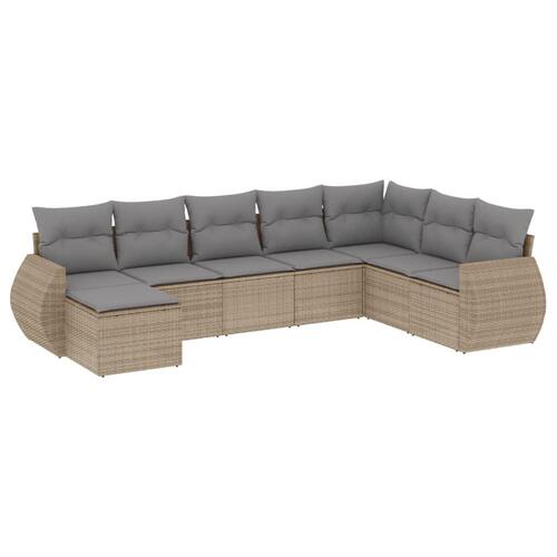 Sofasæt til haven 8 dele med hynder polyrattan beige