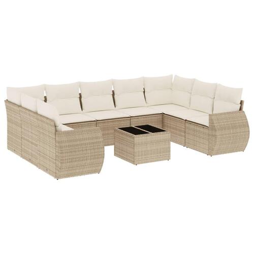 Sofasæt til haven 10 dele med hynder polyrattan beige
