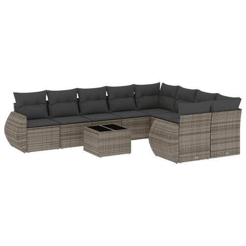 Sofasæt til haven 10 dele med hynder polyrattan grå