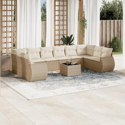 Sofasæt til haven 11 dele med hynder polyrattan beige