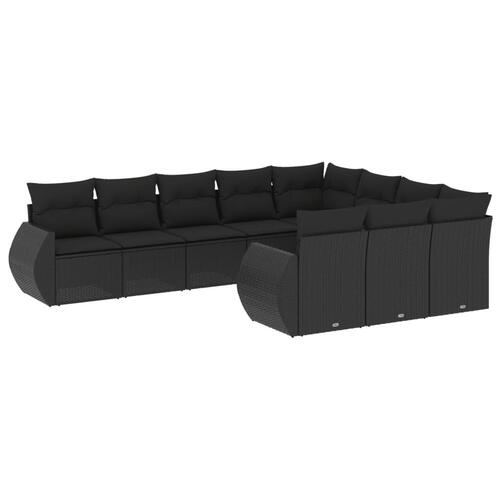 Sofasæt til haven 10 dele med hynder polyrattan sort