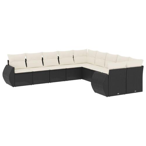 Sofasæt til haven 10 dele med hynder polyrattan sort