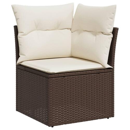 Loungesæt til haven 11 dele med hynder polyrattan brun