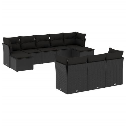 Sofasæt til haven 10 dele med hynder polyrattan sort