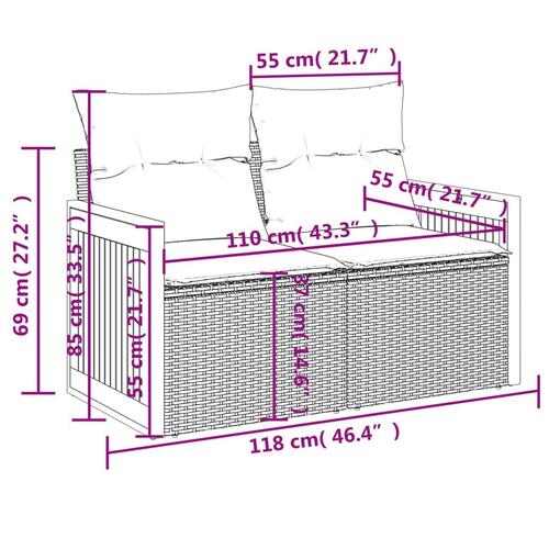 Sofasæt 5 dele med hynder polyrattan grå