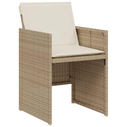 Bistrosæt til haven 3 dele med hynder polyrattan beige