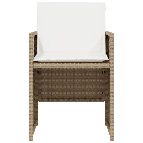 Bistrosæt til haven 3 dele med hynder polyrattan beige
