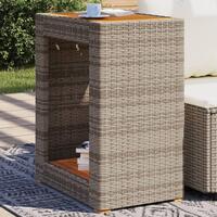 Havebord med trætop 60x40x75 cm polyrattan grå