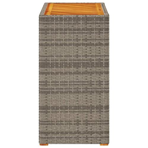 Havebord med trætop 60x40x75 cm polyrattan grå