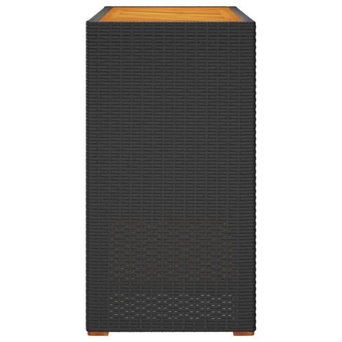 Havebord med trætop 100x40x75 cm polyrattan sort