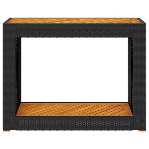 Havebord med trætop 100x40x75 cm polyrattan sort