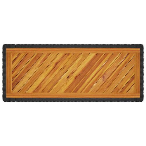 Havebord med trætop 100x40x75 cm polyrattan sort