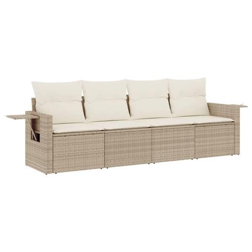 Sofasæt til haven 4 dele med hynder polyrattan beige