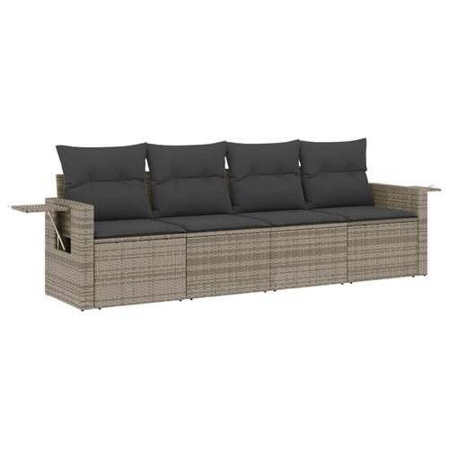 Sofasæt til haven 4 dele med hynder polyrattan grå