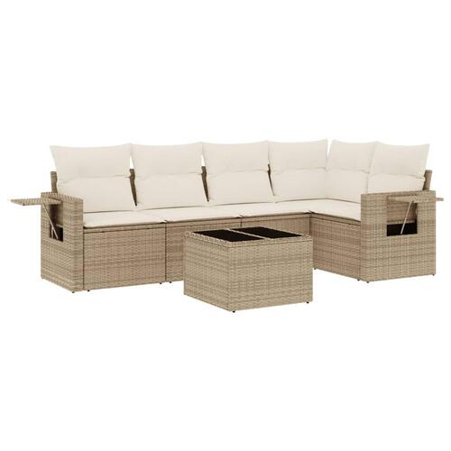 Sofasæt til haven 6 dele med hynder polyrattan beige