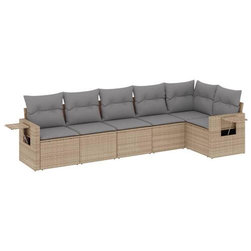 Sofasæt til haven 6 dele med hynder polyrattan beige
