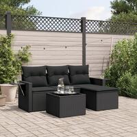 Sofasæt til haven 4 dele med hynder polyrattan sort