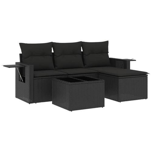 Sofasæt til haven 4 dele med hynder polyrattan sort