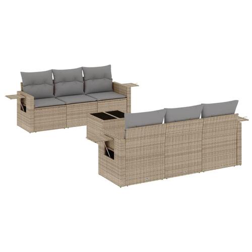 Sofasæt til haven 7 dele med hynder polyrattan beige