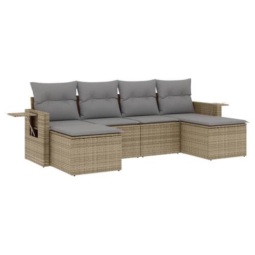 Sofasæt til haven 6 dele med hynder polyrattan beige