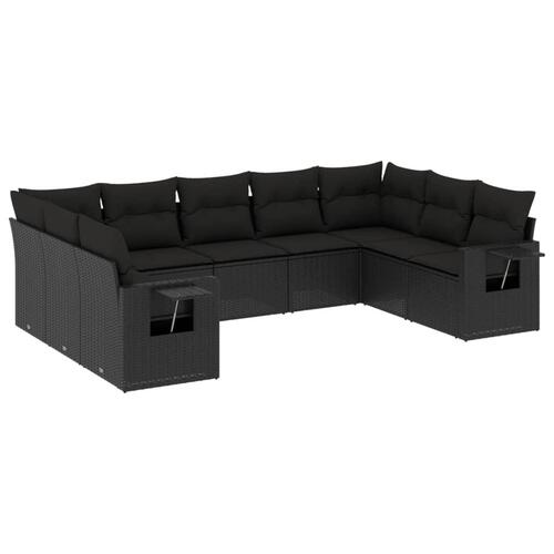 Sofasæt til haven 9 dele med hynder polyrattan sort