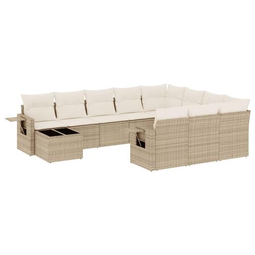 Sofasæt til haven 11 dele med hynder polyrattan beige