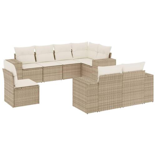 Sofasæt til haven 8 dele med hynder polyrattan beige