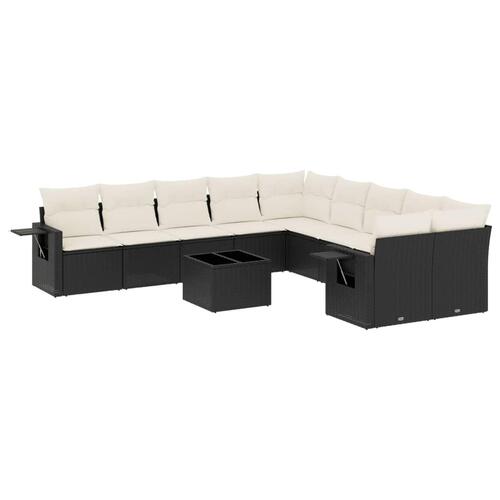 Sofasæt til haven 11 dele med hynder polyrattan sort