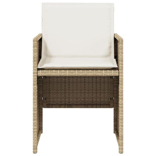 Spisebordssæt til haven 5 dele med hynder polyrattan beige